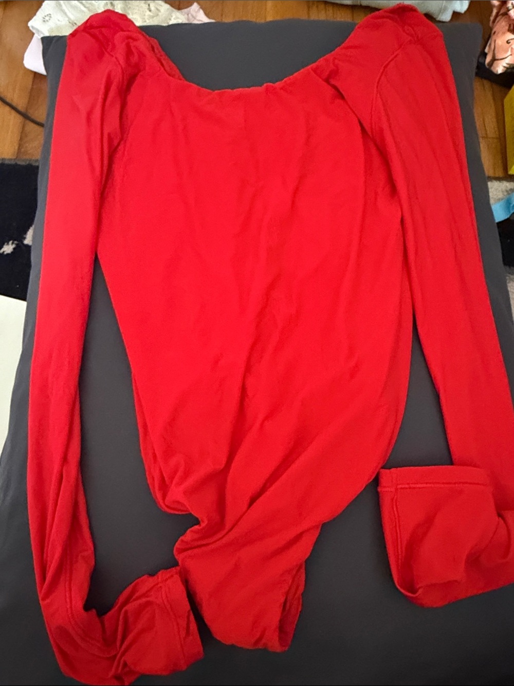 aerie Red Long-Sleeve Scoop-Neck Bodysuit